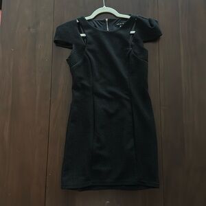 Black mini-dress with shoulder cutouts front and backk